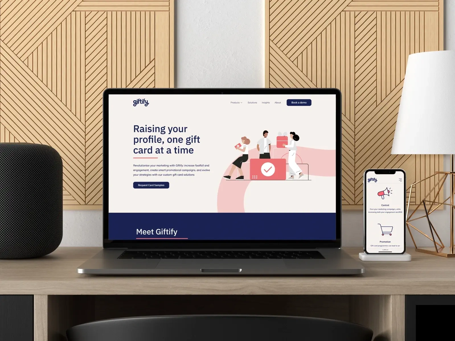 Mockup of a Macbook with a gift card service Giftify